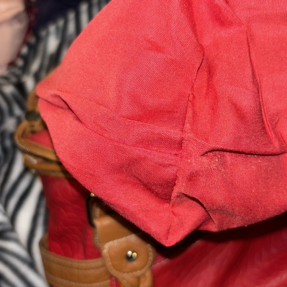 Rosetti Red Orange purse two handles brown accent 2 main inside pockets - Picture 12 of 15